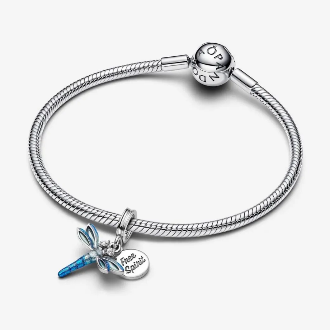 Pandora Charms<Charm Pendant Double Libellule Bleu