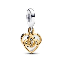 Pandora Charms<Charm Pendant Double Maman Gravable Diamant de Synthèse