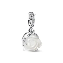 Pandora Charms<Charm Pendant Double Rose Épanouie Blanche