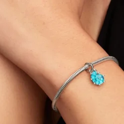 Pandora Charms<Charm Pendant Escargot de Mer Verre de Murano Bleu