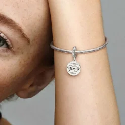 Pandora Charms<Charm Pendant Famille de Cœur en Argent Moments
