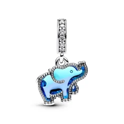 Pandora Charms<Charm Pendant Éléphant Murano Bleu