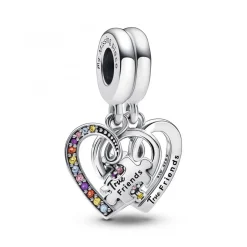 Pandora Charms<Charm Pendant Multicolore Séparable Cœurs et Pièces de Puzzle de l’Amitié