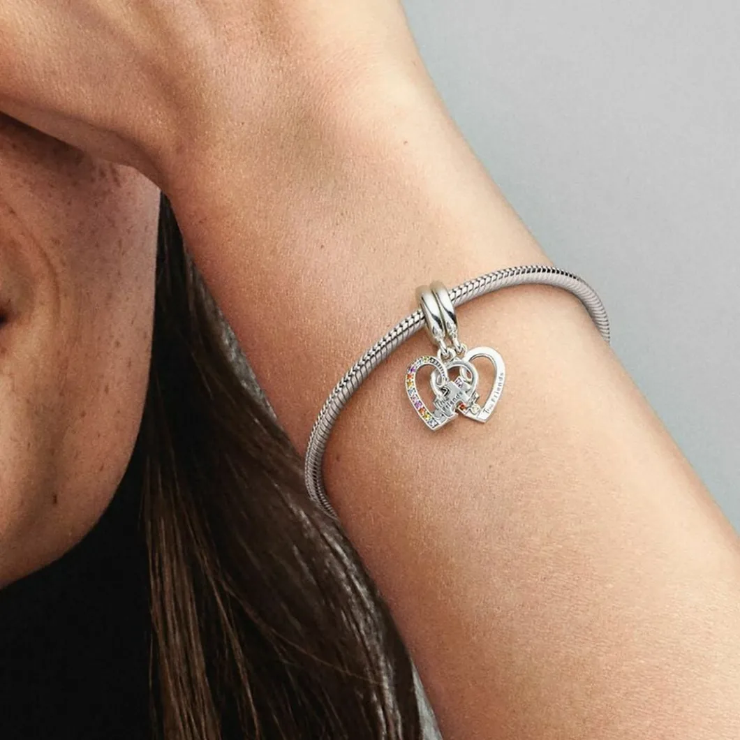 Pandora Charms<Charm Pendant Multicolore Séparable Cœurs et Pièces de Puzzle de l’Amitié
