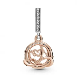 Pandora Charms<Charm Pendant Mum People - Argent et Métal Doré à l'or Rose fin 585/1000