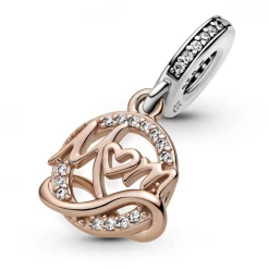 Pandora Charms<Charm Pendant Mum People - Argent et Métal Doré à l'or Rose fin 585/1000