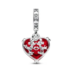 Pandora Charms<Charm Pendant Murano Rouge Baiser de Mickey et Minnie - Disney X