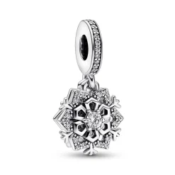 Pandora Charms<Charm Pendant Moments Argent - Double Flocon de Neige Scintillant