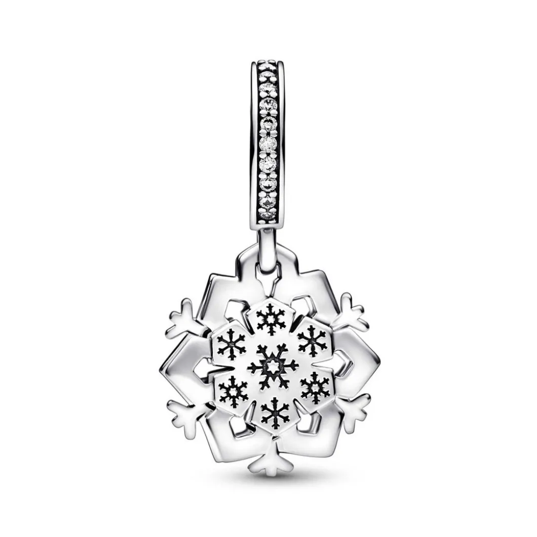Pandora Charms<Charm Pendant Moments Argent - Double Flocon de Neige Scintillant