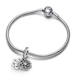 Pandora Charms<Charm Pendant Moments Argent - Double Flocon de Neige Scintillant