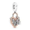 Pandora Charms<Charm pendant moments Coeur & mini cadenas - Rose gold