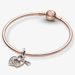 Pandora Charms<Charm pendant moments Coeur & mini cadenas - Rose gold