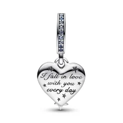 Pandora Charms<Charm Pendant Moments - Double Cœur et Étoiles Filantes Célestes