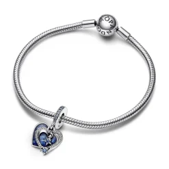Pandora Charms<Charm Pendant Moments - Double Cœur et Étoiles Filantes Célestes