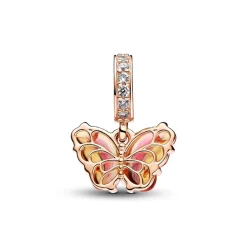 Pandora Charms<Charm Pendant Papillon Murano Rose et Jaune