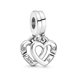 Pandora Charms<Charm Pendant Séparable Cœurs de Sœurs Moments - Argent
