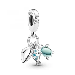 Pandora Charms<Charm Pendant Triple Poisson, Tortue de Mer et Conque -