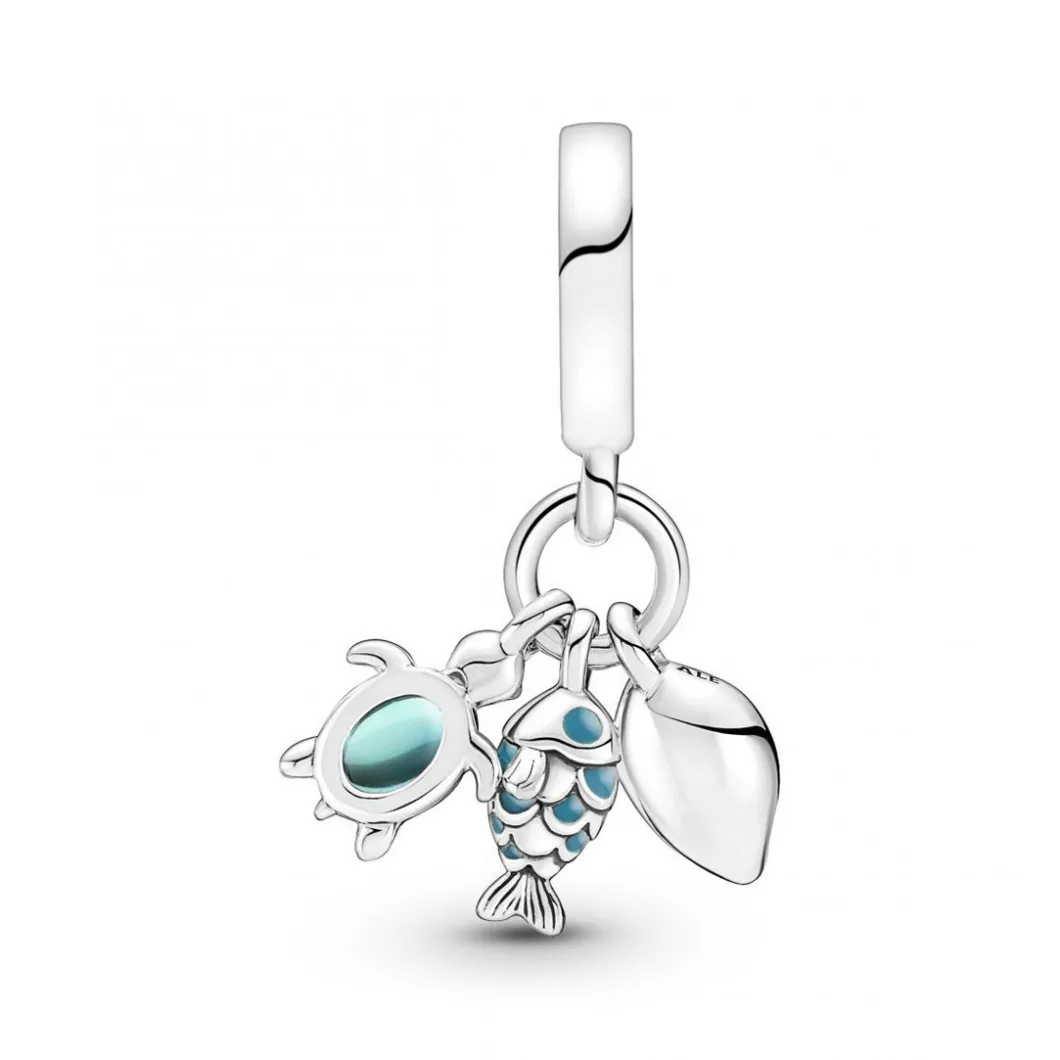 Pandora Charms<Charm Pendant Triple Poisson, Tortue de Mer et Conque -