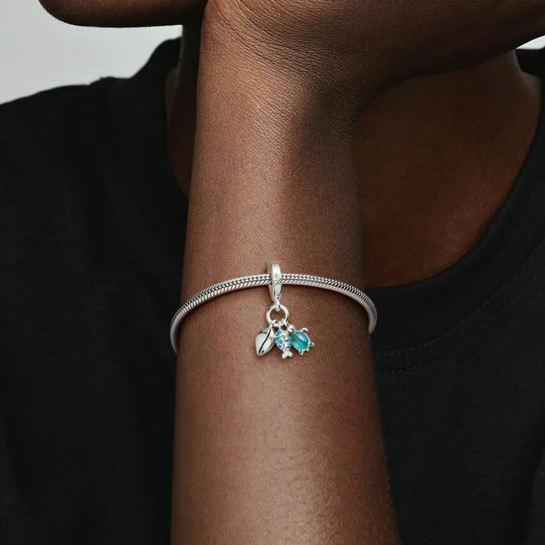 Pandora Charms<Charm Pendant Triple Poisson, Tortue de Mer et Conque -