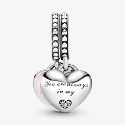 Pandora Charms<Charm pendentif avec cœurs mère et fille Moments