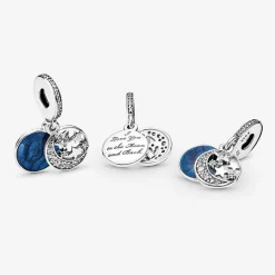 Pandora Charms<Charm pendentif lune et ciel bleu Moments