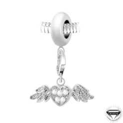 So Charm Bijoux Charms<Charm perle Coeur ailé orné de cristaux Swarovski par SC Crystal Paris®