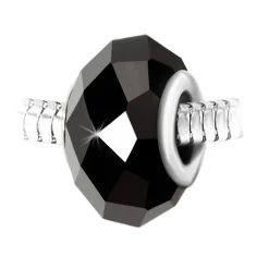 So Charm Bijoux Charms<Charm perle cristal noir à facettes et acier par SC Crystal