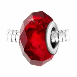 So Charm Bijoux Charms<Charm perle cristal rouge à facettes et acier par SC Crystal
