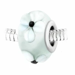 So Charm Bijoux Charms<Charm perle fleurs verre décoré main et acier par SC Crystal