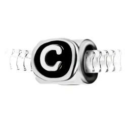 So Charm Bijoux Charms<Charm perle lettre C en acier par SC Crystal Argent