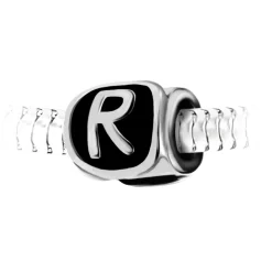 So Charm Bijoux Charms<Charm perle lettre R en acier par SC Crystal Argent