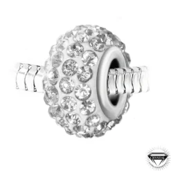 So Charm Bijoux Charms<Charm perle pavé de cristaux blancs et acier par SC Crystal