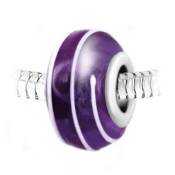 So Charm Bijoux Charms<Charm perle spirale verre violet décoré main et acier par SC Crystal