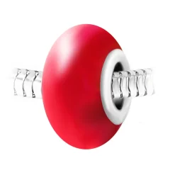 So Charm Bijoux Charms<Charm perle verre rouge et acier par SC Crystal
