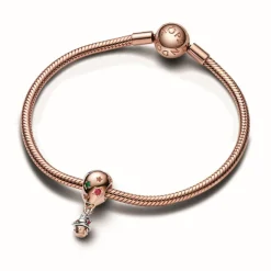 Pandora Charms<Charm Père Noël à Bord d'Une Montgolfière Bimatière - Moments