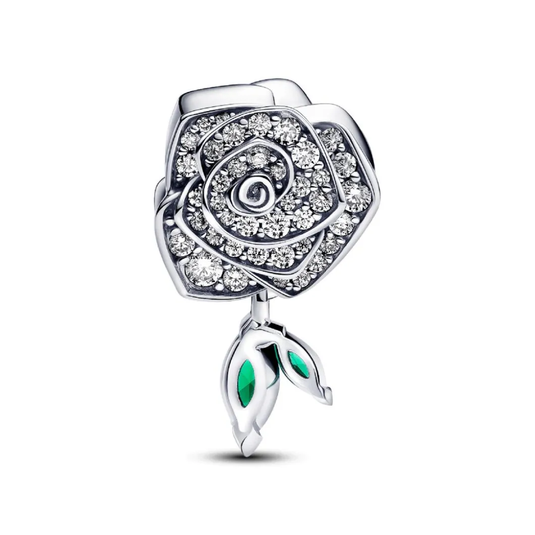 Pandora Charms<Charm Rose Épanouie Scintillante