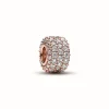 Pandora Charms<Charm Triple Rang Pavé Scintillant - Moments Doré Rose