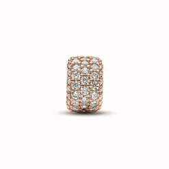 Pandora Charms<Charm Triple Rang Pavé Scintillant - Moments Doré Rose