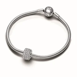 Pandora Charms<Charm Triple Rang Pavé Scintillant - Moments Argent