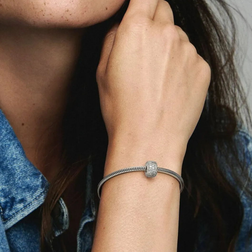 Pandora Charms<Charm Triple Rang Pavé Scintillant - Moments Argent