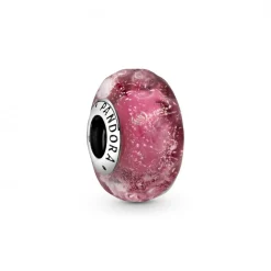 Pandora Charms<Charm Verre de Murano Rose Ondulé Fantaisie Moments