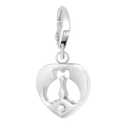 So Charm Bijoux Charms<Charms Et Perles So Charm - CH0462-ARGENT - Charm Coeur Chat