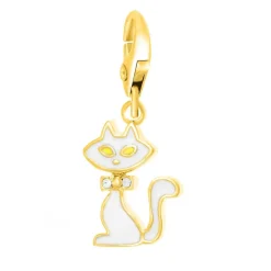 So Charm Bijoux Charms<Charms Et Perles So Charm - CH0151-DORE - Charm Chat Blanc Argent