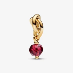Pandora Charms<Charms Pendant Doré avec Véritable Cristal Rouge