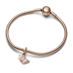 Pandora Charms<Charms Pendant double Papillon Rose et Citation -