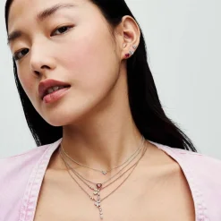 Pandora Boucles D'Oreilles<Clous d’Oreilles Cœur Rouge