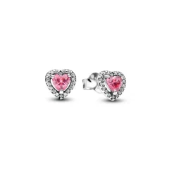 Pandora Boucles D'Oreilles<Clous d'Oreilles Cœurs Surélevés Roses