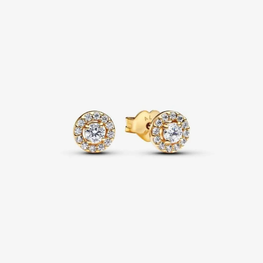 Pandora Boucles D'Oreilles<Clous d’Oreilles Halo Rond Pavé