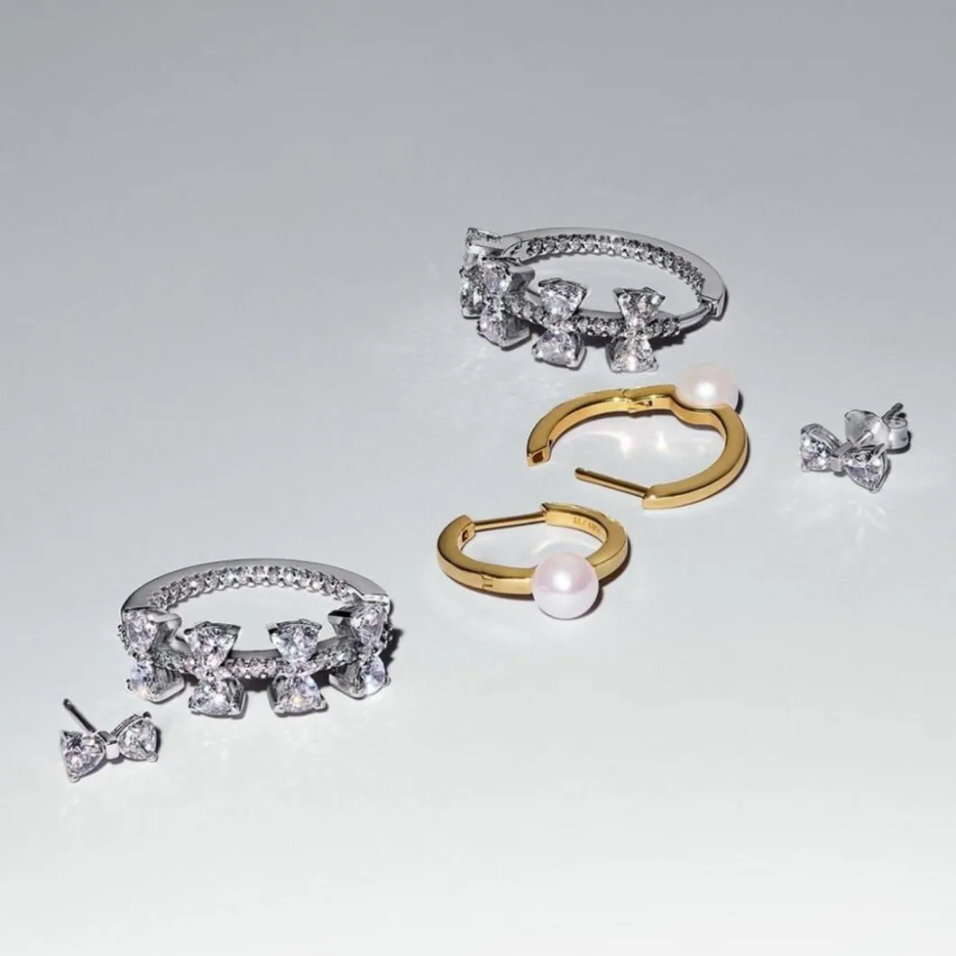 Pandora Boucles D'Oreilles<Clous d’Oreilles Petit Nœud Scintillant