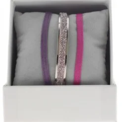 Les Interchangeables Coffret<Coffret A49396 - Jonc Ruban 4 mm Fabric Ornements Palladium / Cristal